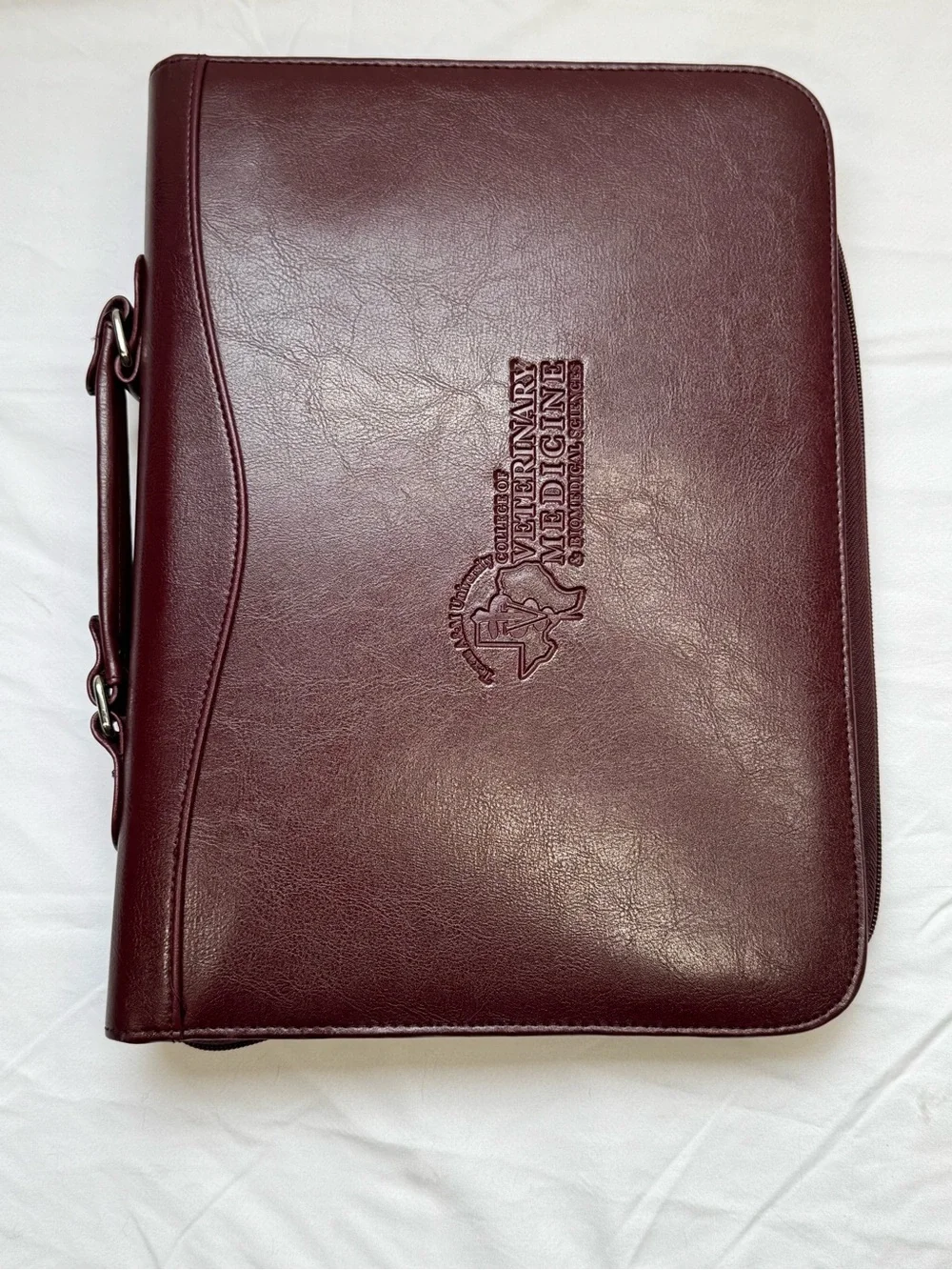 Texas A&M Vet Med Embossed Leather Portfolio Maroon Aggies Grad Gift DVM